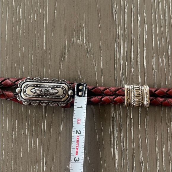 Justin Boots VNTG 1996 Brown Leather Belt Silver Buckle Conchos Western Size 28 - Picture 8 of 16